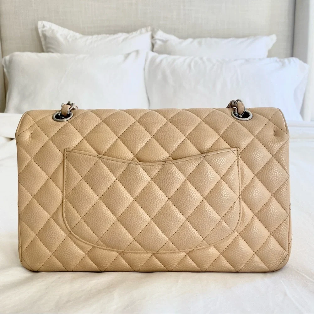 Chanel Beige Classic Medium Double Flap Bag
